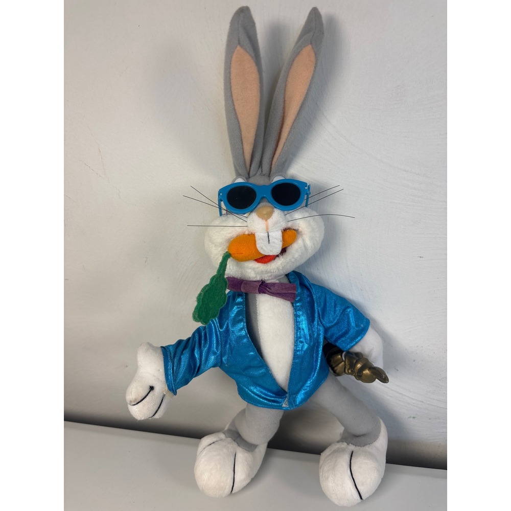 Vintage Bugs Bunny Plush Looney Tunes Award Statue Blue Jacket Sunglasses 12"